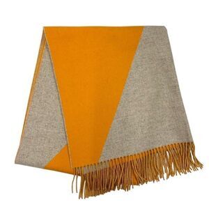 Hermes Muffler Shawl Cashmere Orange Beige
